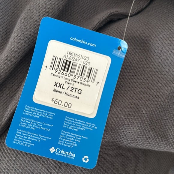 Columbia NWT 29” p2p long sleeve waffle knit omni-wick Ketring Graphic Crew II - Picture 6 of 6